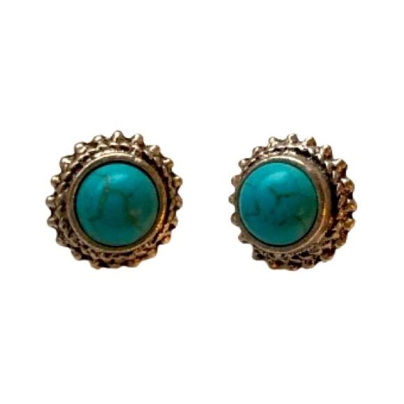 Western Turquoise Stud Earrings Southwest Native American Boho Ethnic Tribal NEW - Picture 1 of 10
